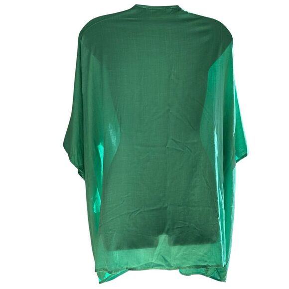 Davi & Dani Women's Green Open Front Kimono M Short Sleeve rayon - Picture 3 of 6